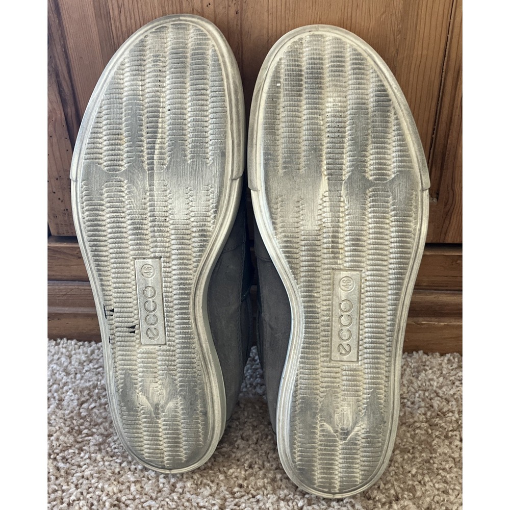 Ecco Mens Size 12‎ Taupe Gray Perforated Leather/Suede Slip On Loafers Casual - Picture 11 of 11